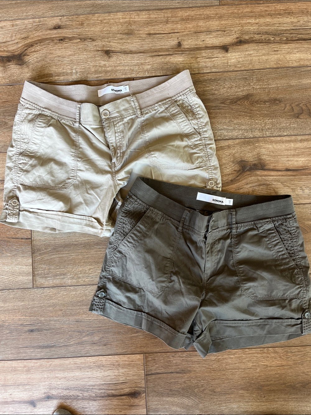Sonoma Two-Pack Roll-Cuff Shorts in Beige and Olive